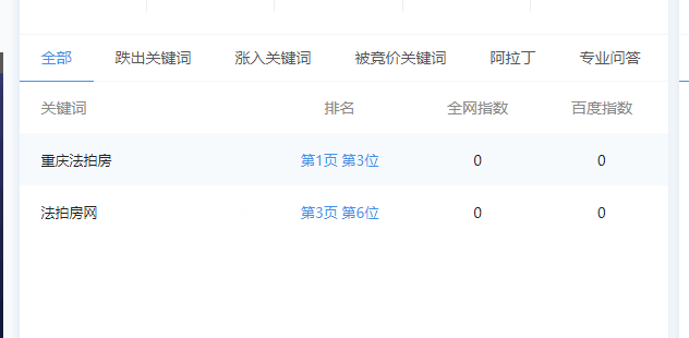 关键词排名情况